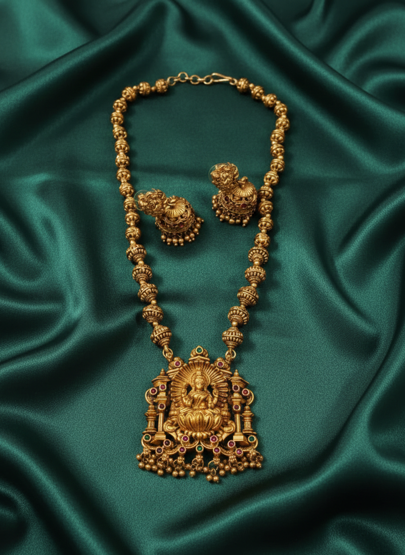 Temple Ananda Lakshmi Mid-Long Necklace Set